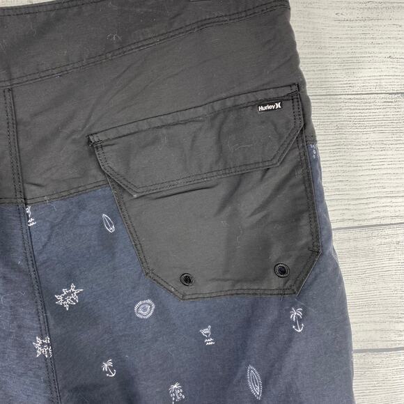 Hurley Phantom Mens Board Swim Trunks Shorts Blue Black Size 32 Nylon - Picture 5 of 9